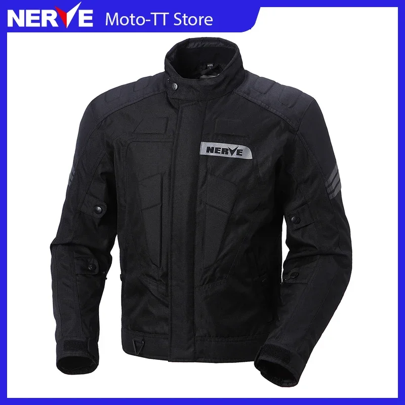 Nerve Motorcycle Jacket for Man Four Seasons Waterproof Fall Prevention Keep Warm Breathable Polyester Motorcycle Riding Jacket