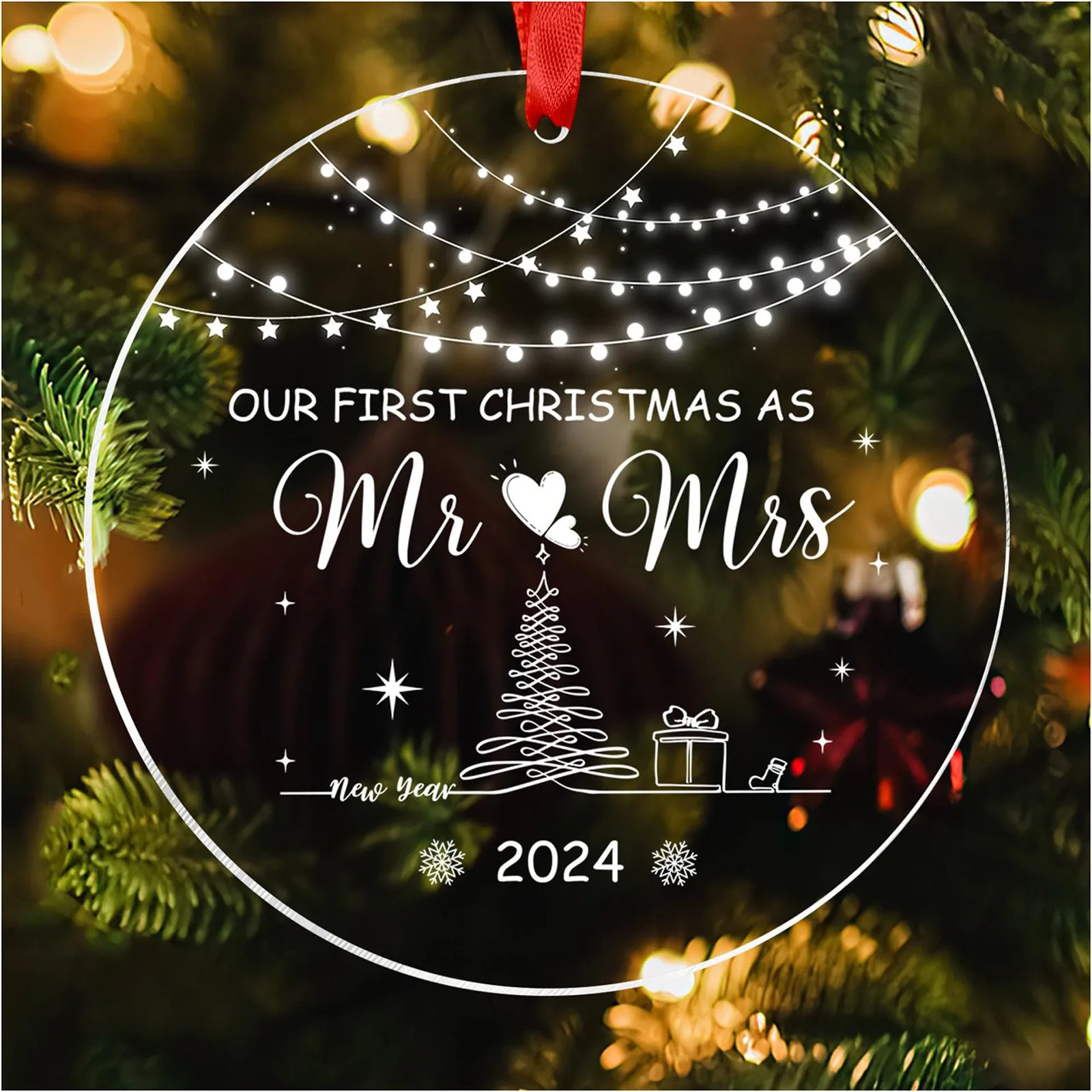 2024 Christmas Gifts Couples Crystal Pendant First Married Ornaments Bridal Shower Gifts For Bride Gift Newlywed With Gift Box