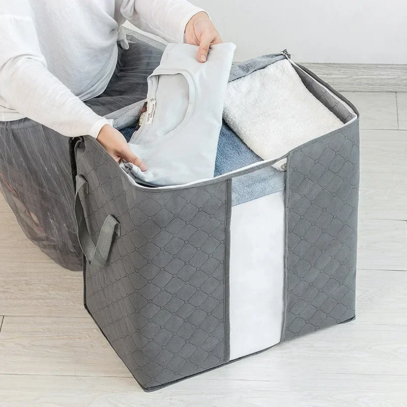 Foldable Quilt Storage Container Bag Box Storage Box Portable Clothes Organizer Tidy Pouch Suitcase Non-woven Home Storage Box