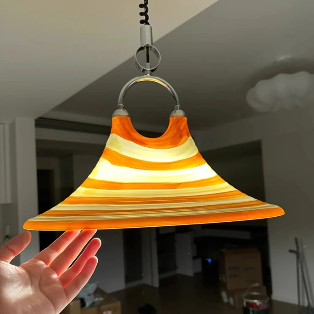 

Светодиодная люстра с рожком, столовая, гостиная, прикроватная тумбочка, спальня, регулируемая художественная ретро акриловая подвесная лампа, домашний декор