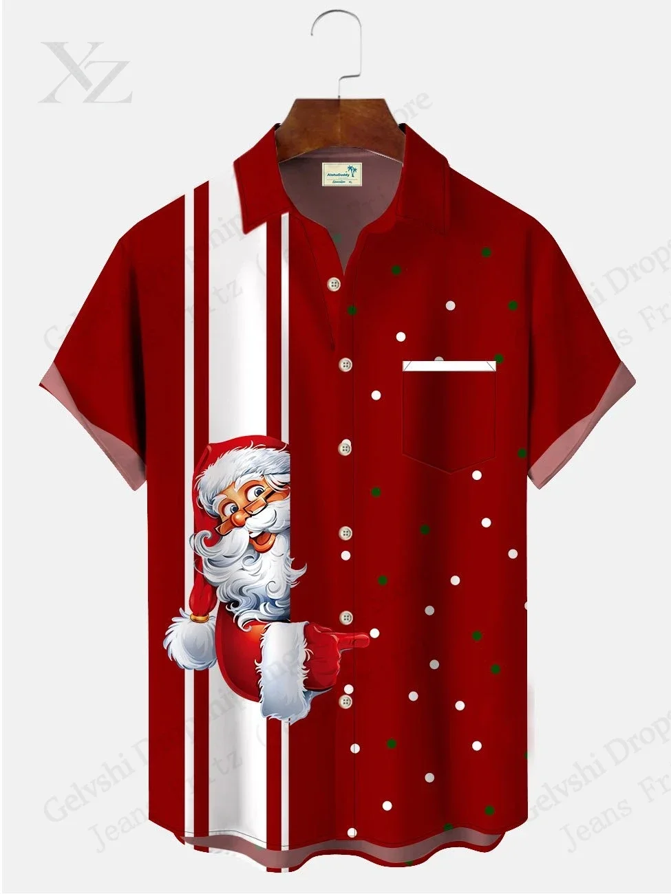 Santa Claus 3D Print Hawaiian Shirt Men Women Fashion Single-breasted Short Sleeve Christmas Shirt Blouse Men Clothes Elk Camisa