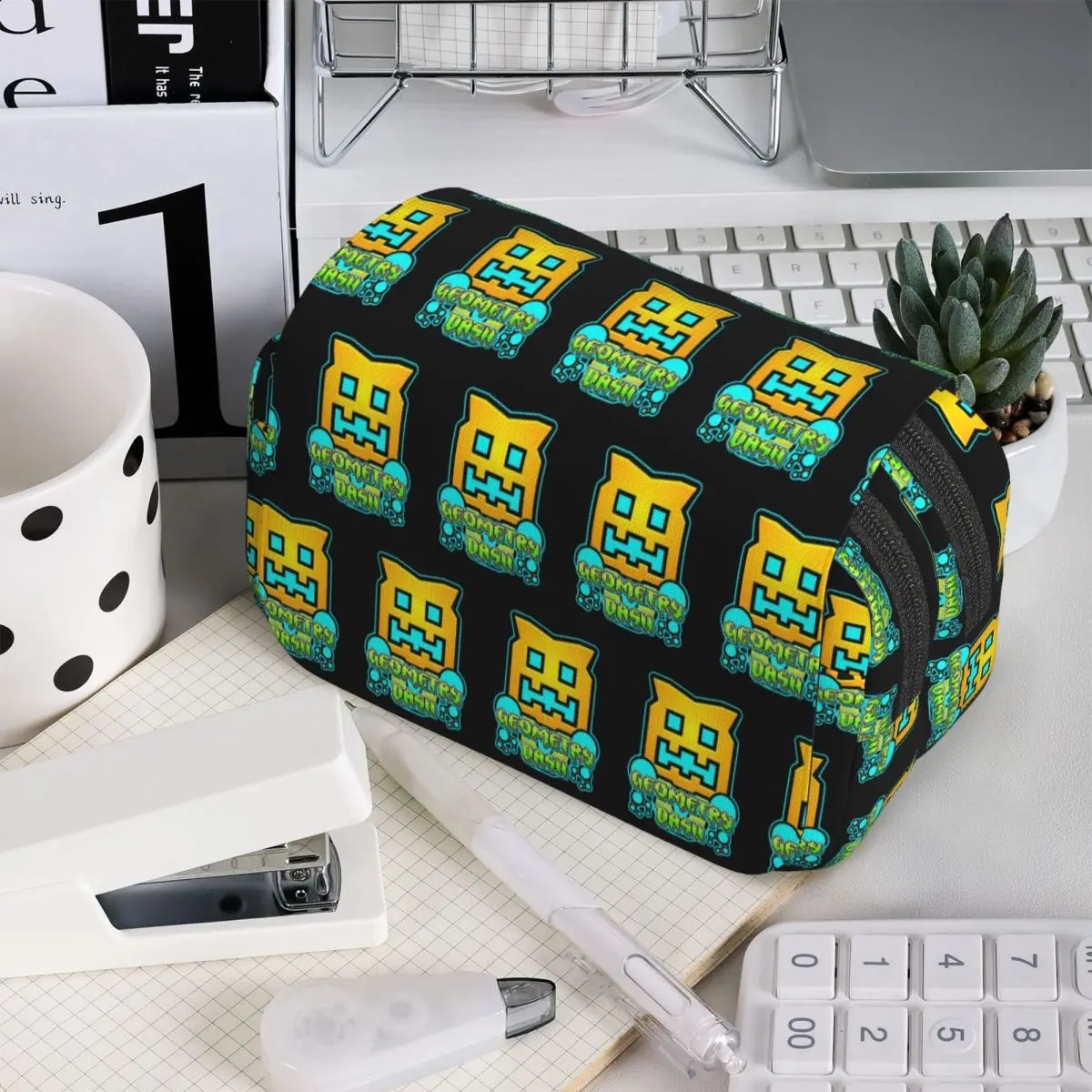 Video Game Geometry Dash Pencil Case for Students Gifts Pen Box Pencil Bag Stationery Supplies Pen Holder Bag