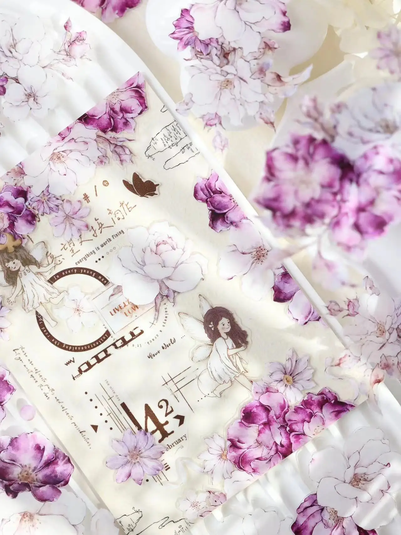 XiaoBaiJia Studio Vintage Rose Blossom Ceremony Floral Washi Tape DIY Card Making Scrapbooking Plan Decorative Sticker