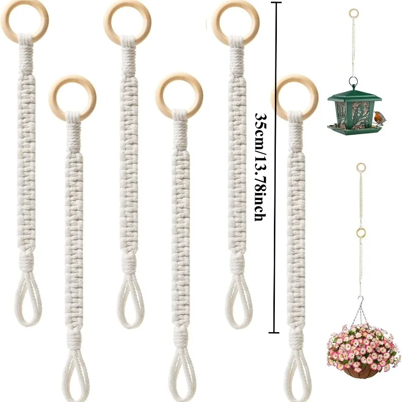 

6 шт./компл., садовый ручной цветочный горшок, сетчатый карманный подвесной веревочный удлинитель, подвесной домашний и уличный крючок, подвесная корзина для растений