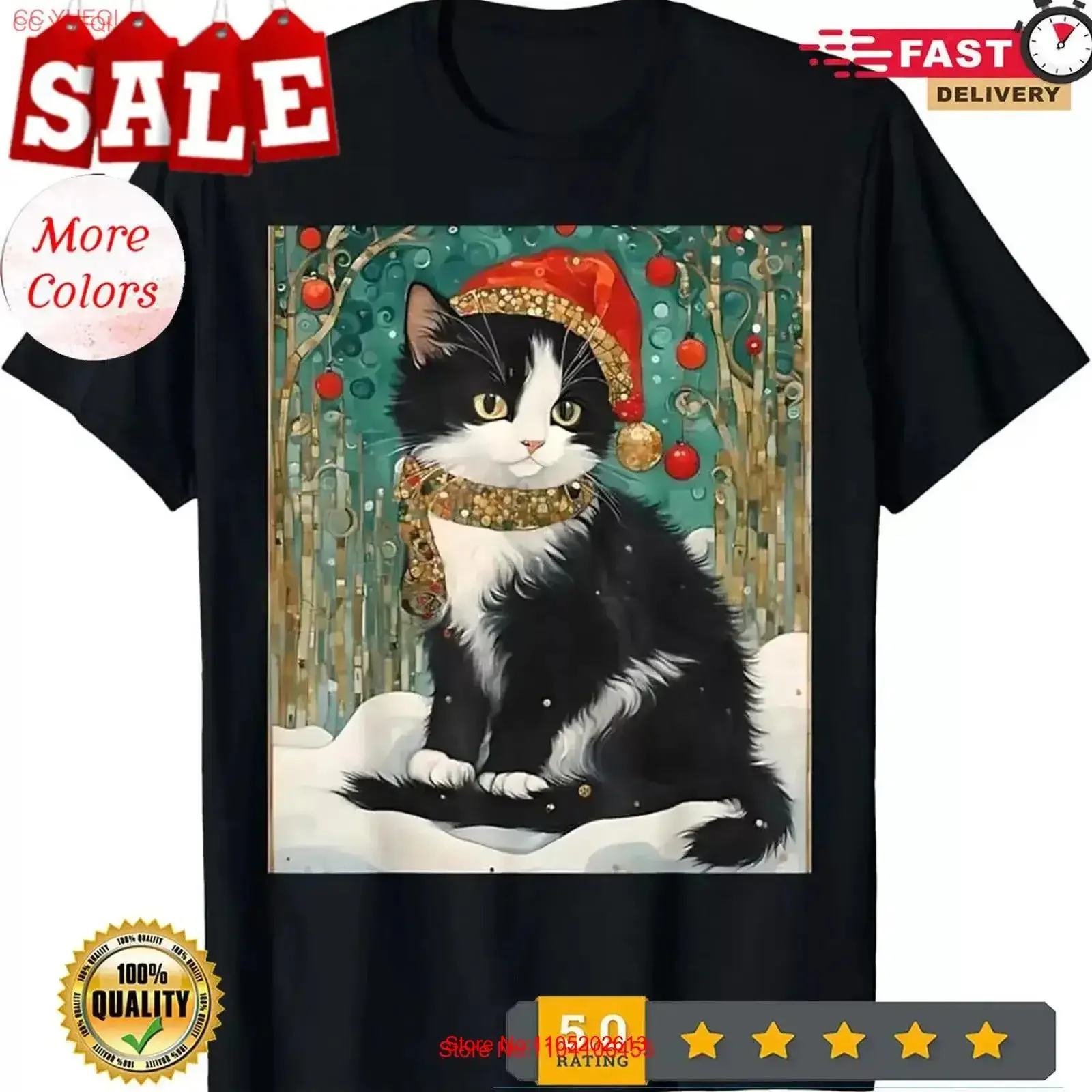 

Tuxedo Cat Funny Xmas T Shirt Christmas 2024 vintage Washed Soft Casual Unisex fashion Top For Everyday Wear Slightly