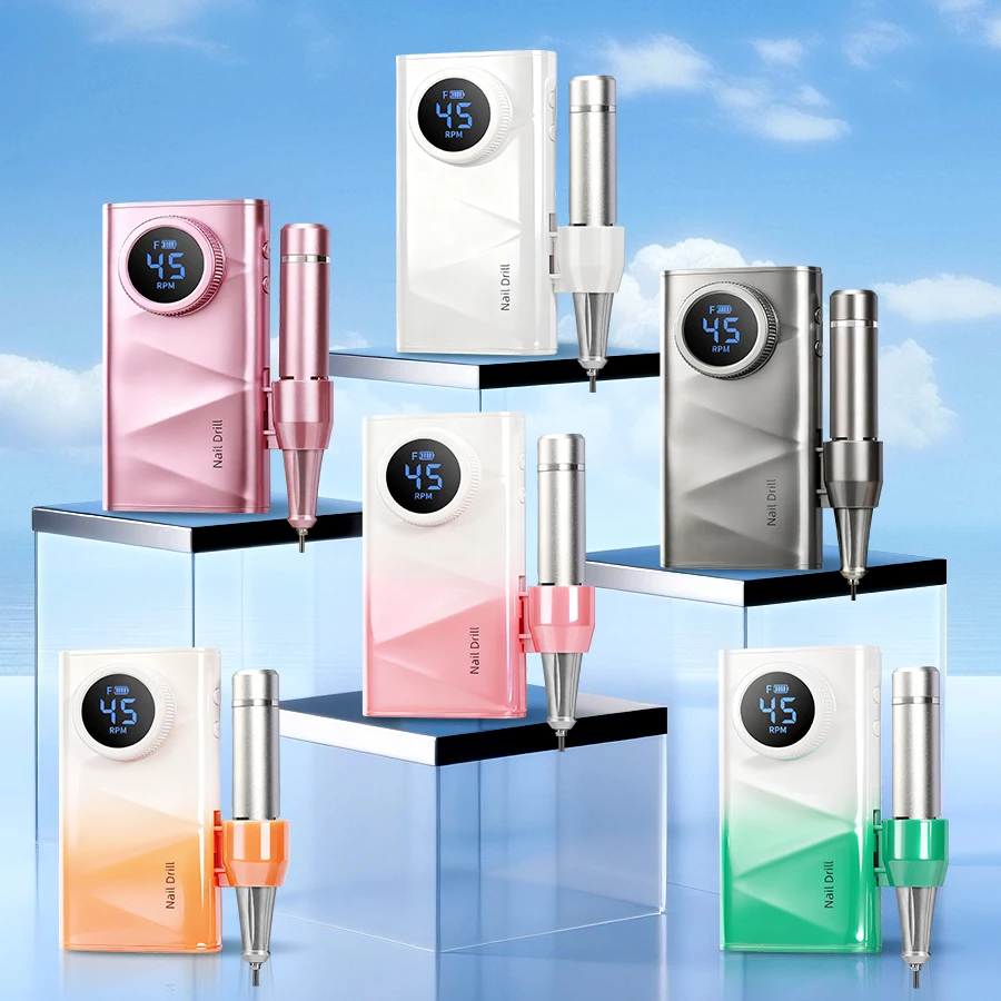 مثقاب أظافر هادئ لاسلكي قابل لإعادة الشحن بجودة الصالونات الاحترافية اللاسلكية 45000 دورة في الدقيقة مزيل طلاء الأظافر آلة حفر الأظافر #1