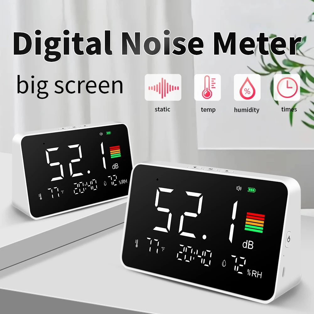 Fonometro digitale con ampio schermo LCD Misuratore di rumore da tavolo Sonometro Fonometro Decibelimetro 30-130dB Misuratore di decibel