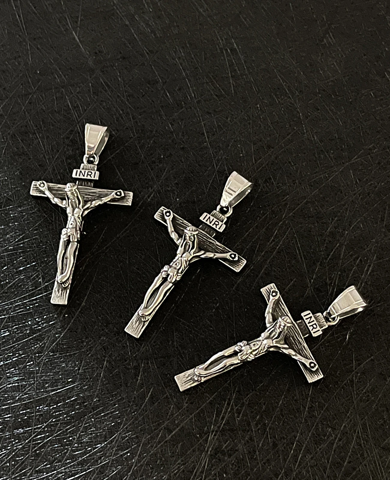 Diyalo Vintage Stainless Steel Cross Pendant Religious INRI Crucifixion Charms DIY Rosary Chaplet Necklace Jewelry Making Part