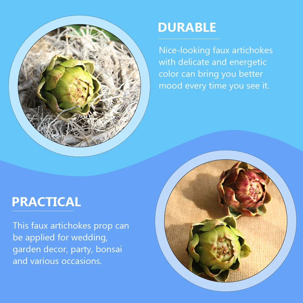

4Pcs Plastic Artificial Artichokes Prop Faux Plants Lightweight Decoration Party Wedding Home Office Garden Faux Artichokes