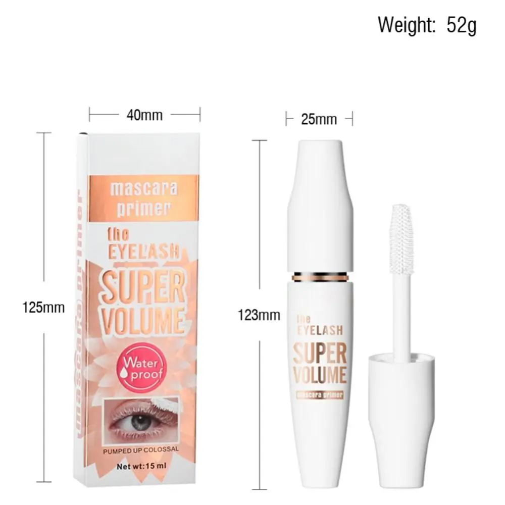 Impermeável White Eyelash Primer, Eye Makeup Tool, Anti-Smudge, Eyelash Base Cream, Thicken Mascara Cosmetic, High Quality, 15ml