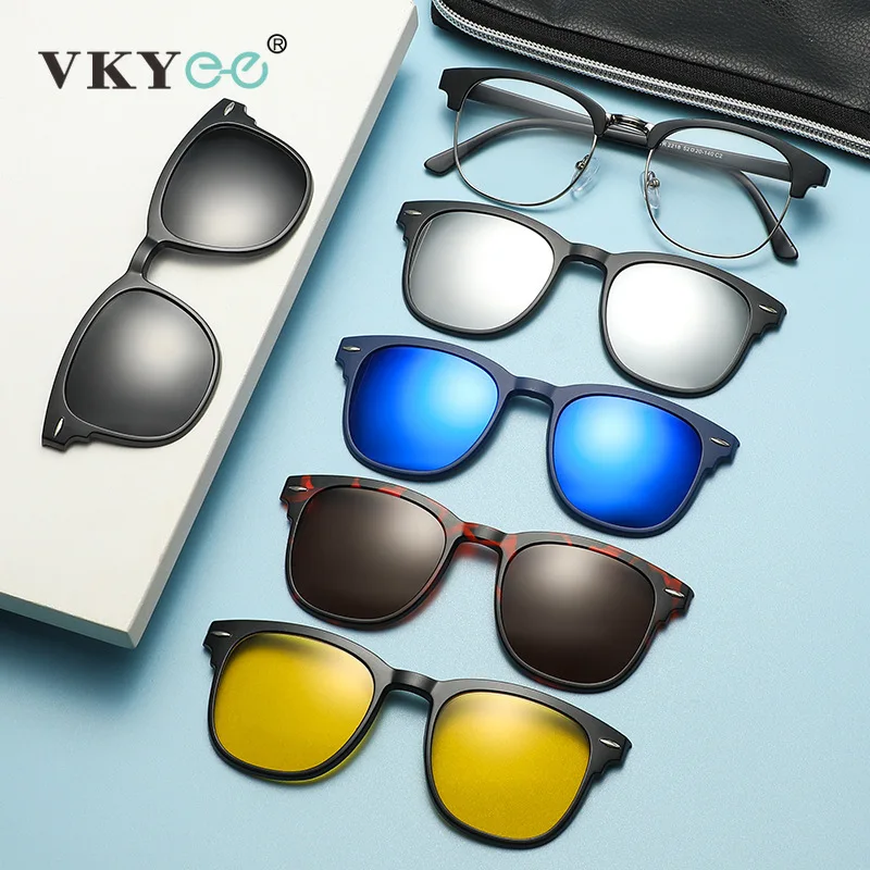 VKYEE Fashion Sunglasses Magnetic Clip-on Glasses Half Frame Men and Women Polarized Sunglasses Can Be Customized Prescription