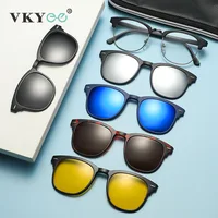 VKYEE Gafas de sol de moda Gafas magnéticas con clip Medio marco Gafas de sol polarizadas para hombres y mujeres se pueden personalizar con prescripción