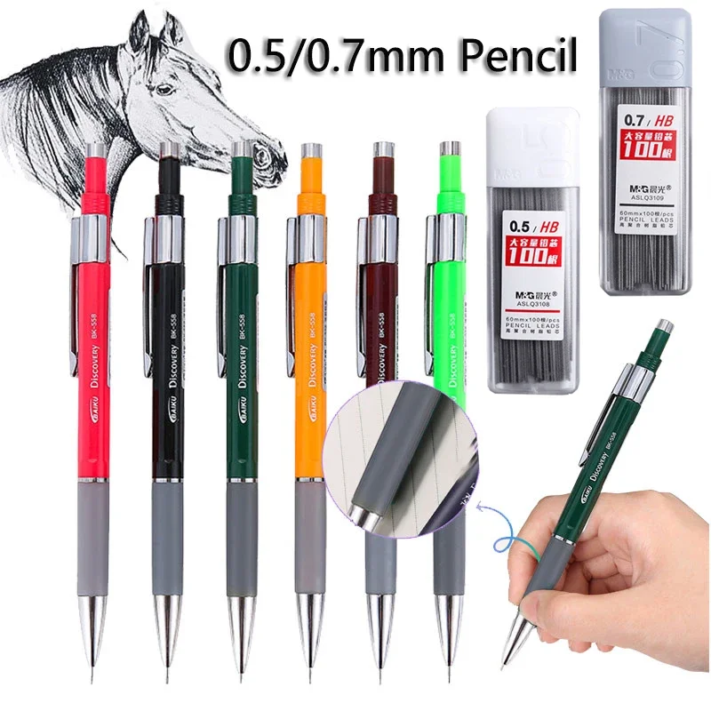 6 Colors 0.5 0.7mm Creative Automatic Pencil Set with HB Lead School Office Sketching Painting Writing Stationery Supplies