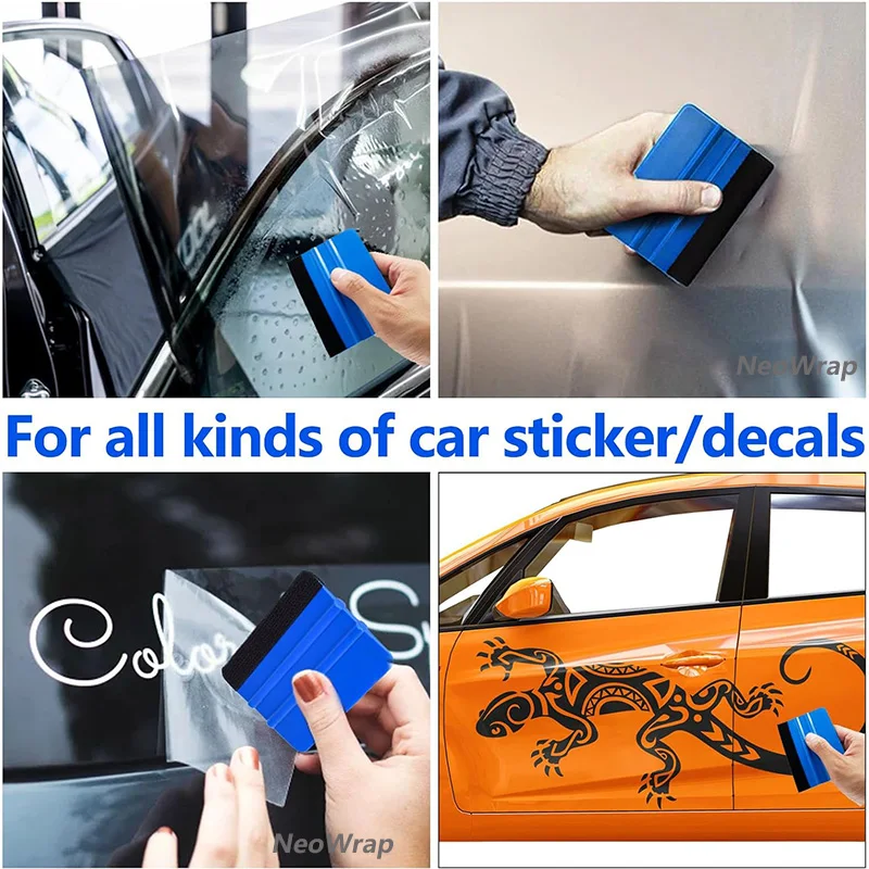 10Pcs Plastic Felt Edge Squeegee for Vinyl 4Inch Car Vinyl Wrap Squeegee Applicator Tool for Window Tint Wallpaper Decal Sticker