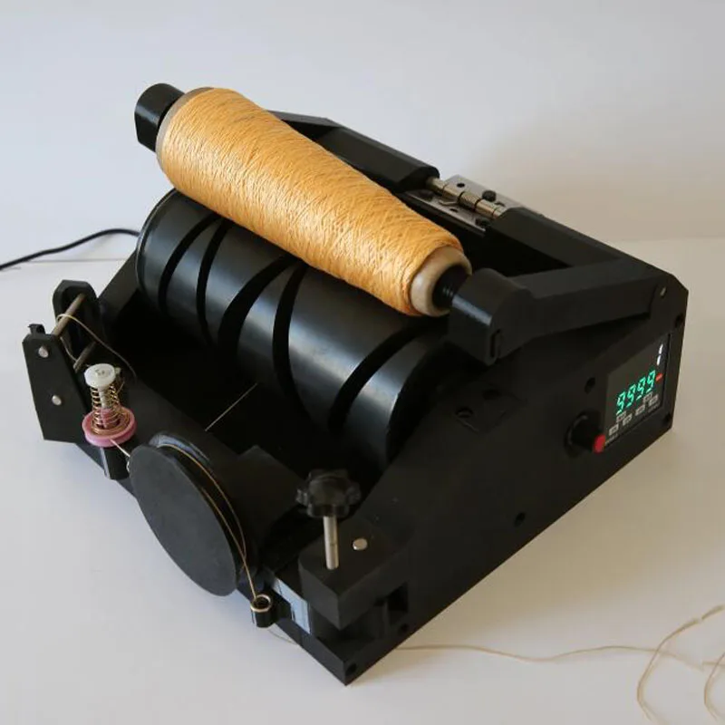 Mini Yarn Winder Digital Length Counter Stepless Speed 0-1000 RPM Preset Auto-Stop 3°30' Taper Cone AC 100-240V