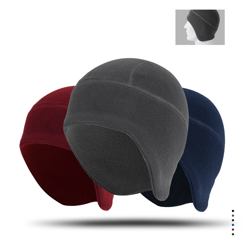 Soft Double Layered Polar Fleece Caps for Winter Men Solid Beanie Hat Outdoor Warm Ear Protected Melon Street Beanies Women Hats