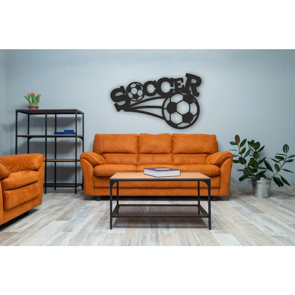 CIFBUY Metal Soccer Wall Art Stainless Steel Sports Decor Modern Indoor Home Decoration