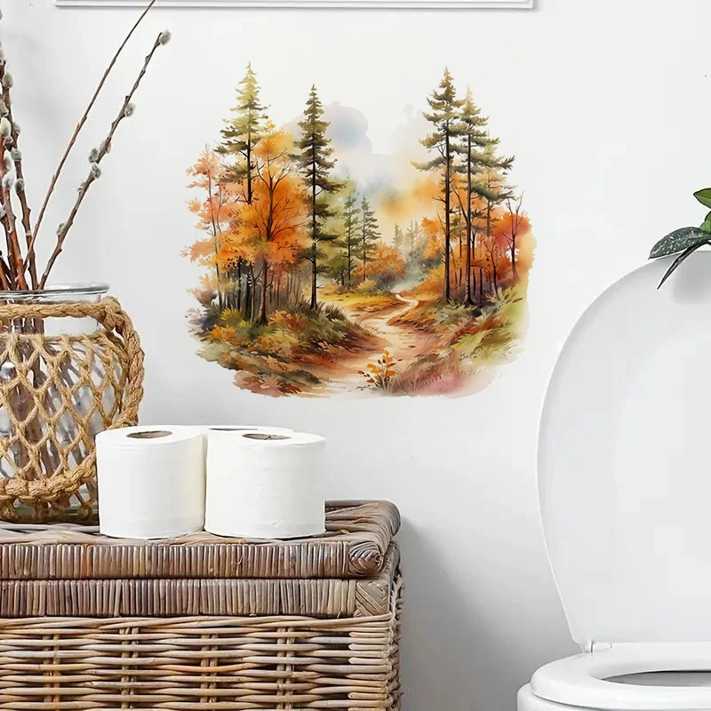 Amazing Forest in Autumn Sticker, Water-proof & UV-resistant Home Decal for Wall, Bathroom, Cabinet, Door,Toilet, Car, Laptop