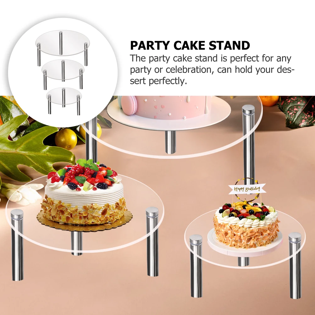 

3 Pcs Acrylic Display Stand Cake Holder Tray Afternoon Tea Clear Three-dimensional