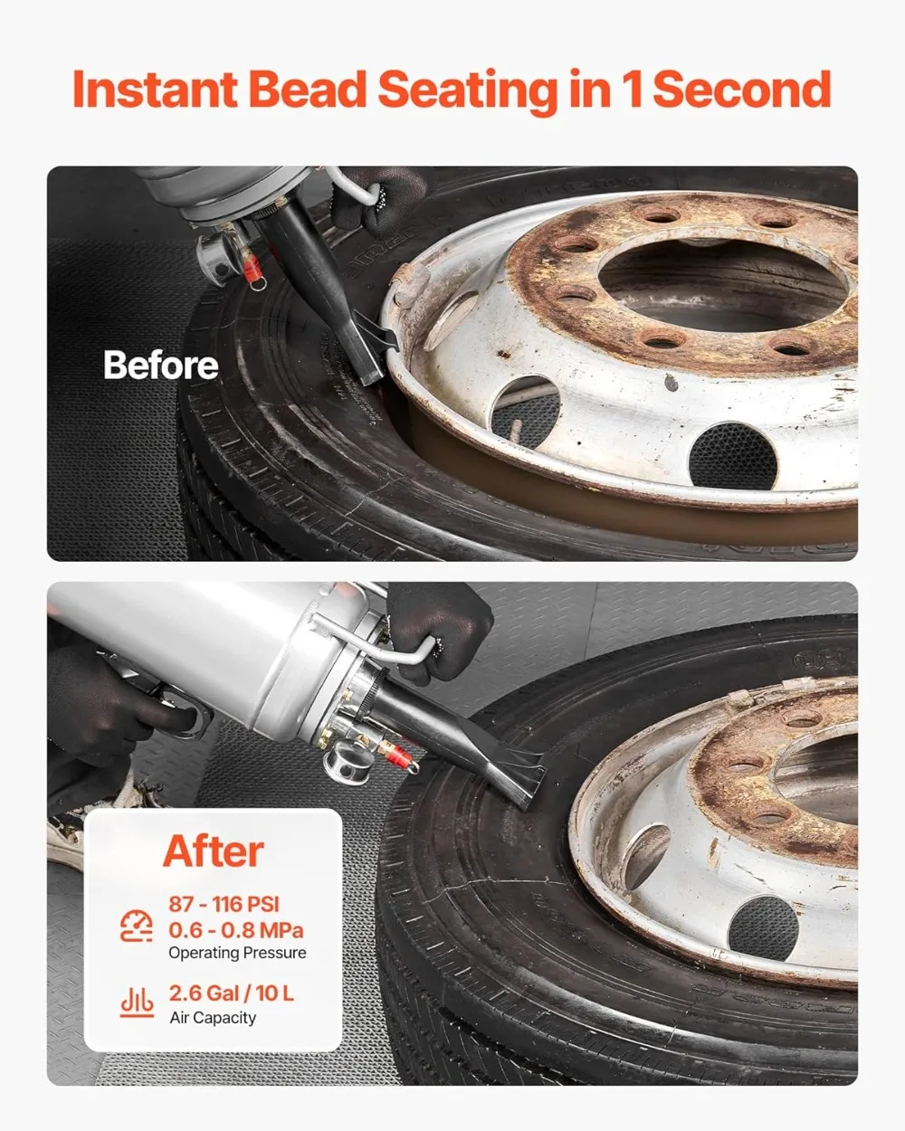 

Portable Tire Bead Seater 10L Air Blaster, 87-116 PSI Inflator for Car SUV Truck ATV Motorcycle