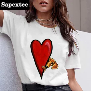 Dachshund-T-Shirt für Frauen, weibliches T-Shirt, Mops, Teckel, Harajuku, schöne Hund, Pfütze, Bull, Sommer, 2021 6 Hauptverkauf Pitbull -Shirt - №2