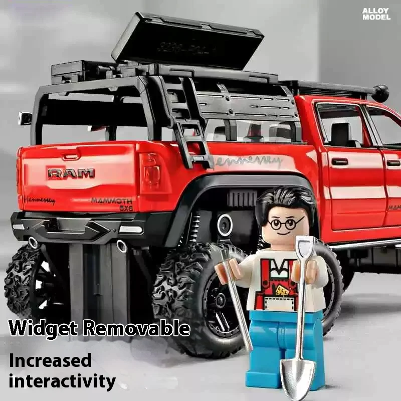 1:32 Tiranossauro Rex RAM 6X6 Pickup Truck Modelo Liga Fundida Veículo Off-Road Infantil Toy Boy Gift