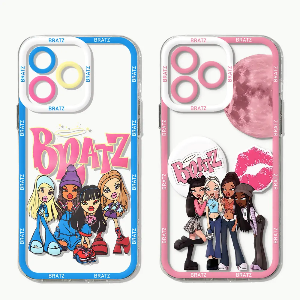 Cute Cartoon Bratzs Doll Phone Case For Xiaomi Redmi Note 13 12 12C 11 10 10C 10s 9 9s 9T 9C 8 7 Pro Max 4G 5G Transparent Cover