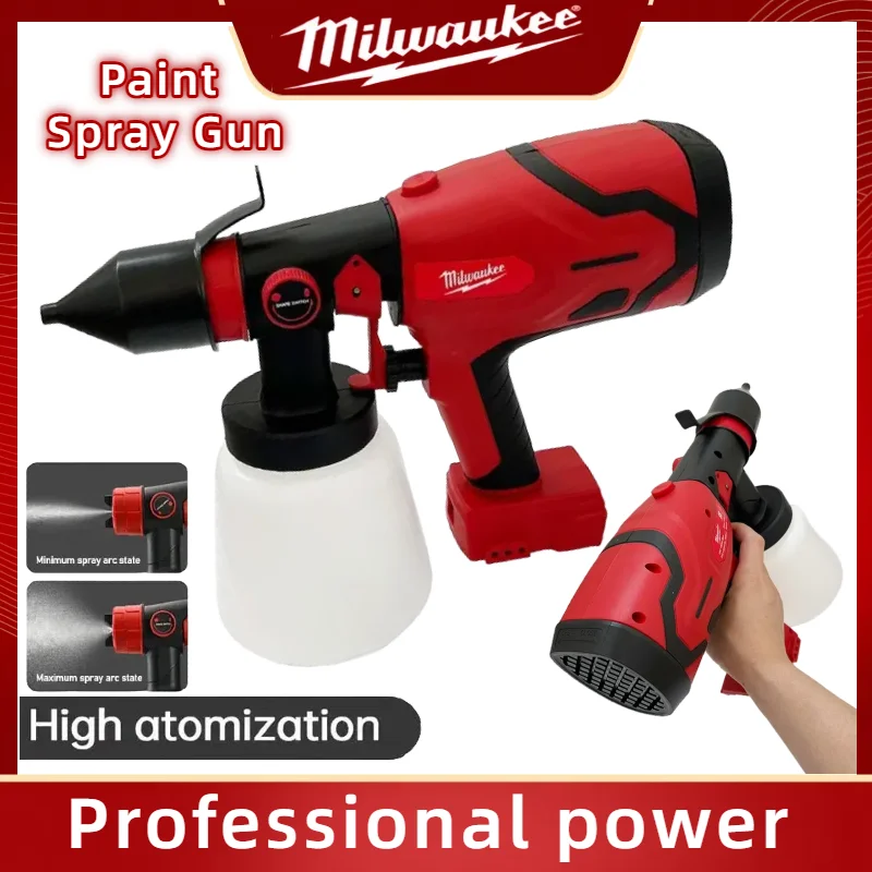 

Milwaukee 600W Paint Spray Gun 800ML Tank & 39000 RPM Brushless Motor Auto Furniture Wall Car Sprayer For Milwaukee 18V Battery