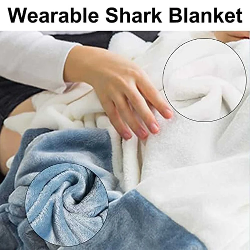 2PCS Pure Cotton Blanket For Adults, Shark Blanket Super Soft And Comfortable Flannel Hoodie, Shark Blanket Hoodie For Adults