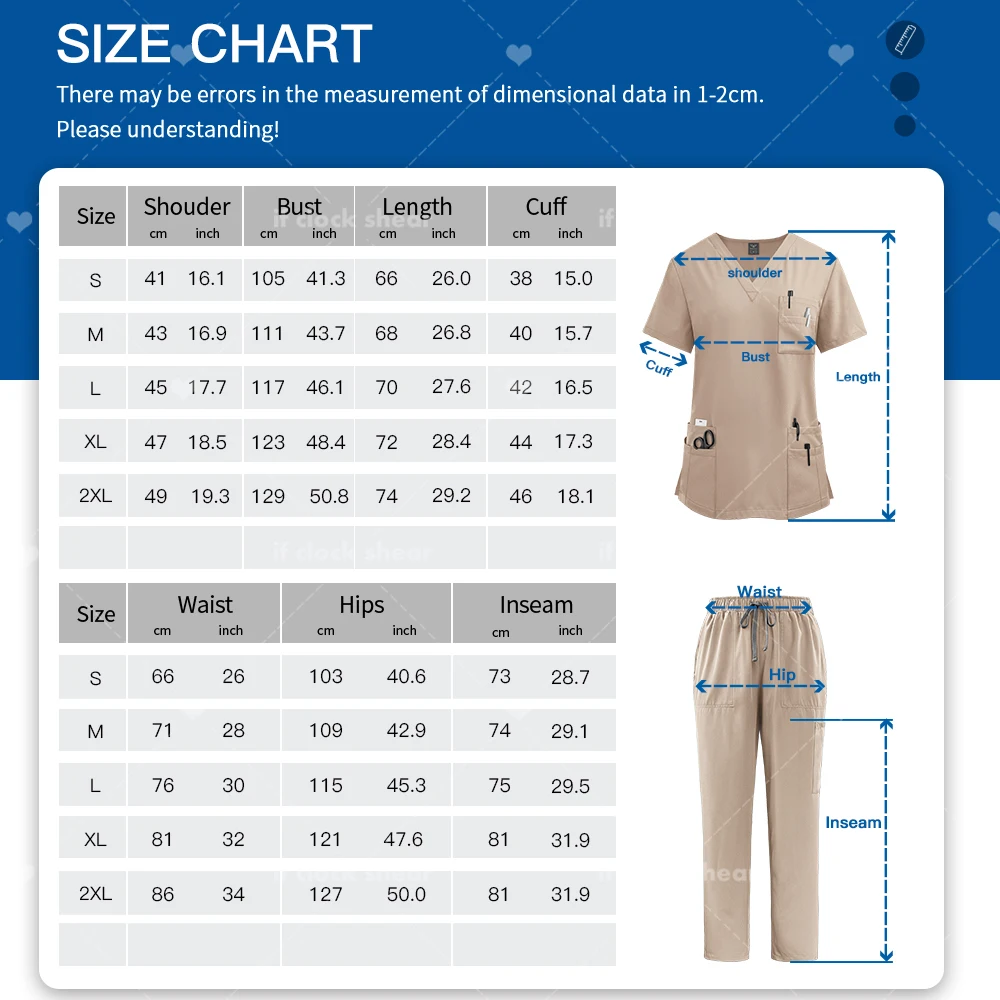 Unisex Nurse Accessories Medical Uniforms Men Nursing Clothes Women Costume Nurse Scrubs Sets Doctor Dentist Workwear Tops Pants