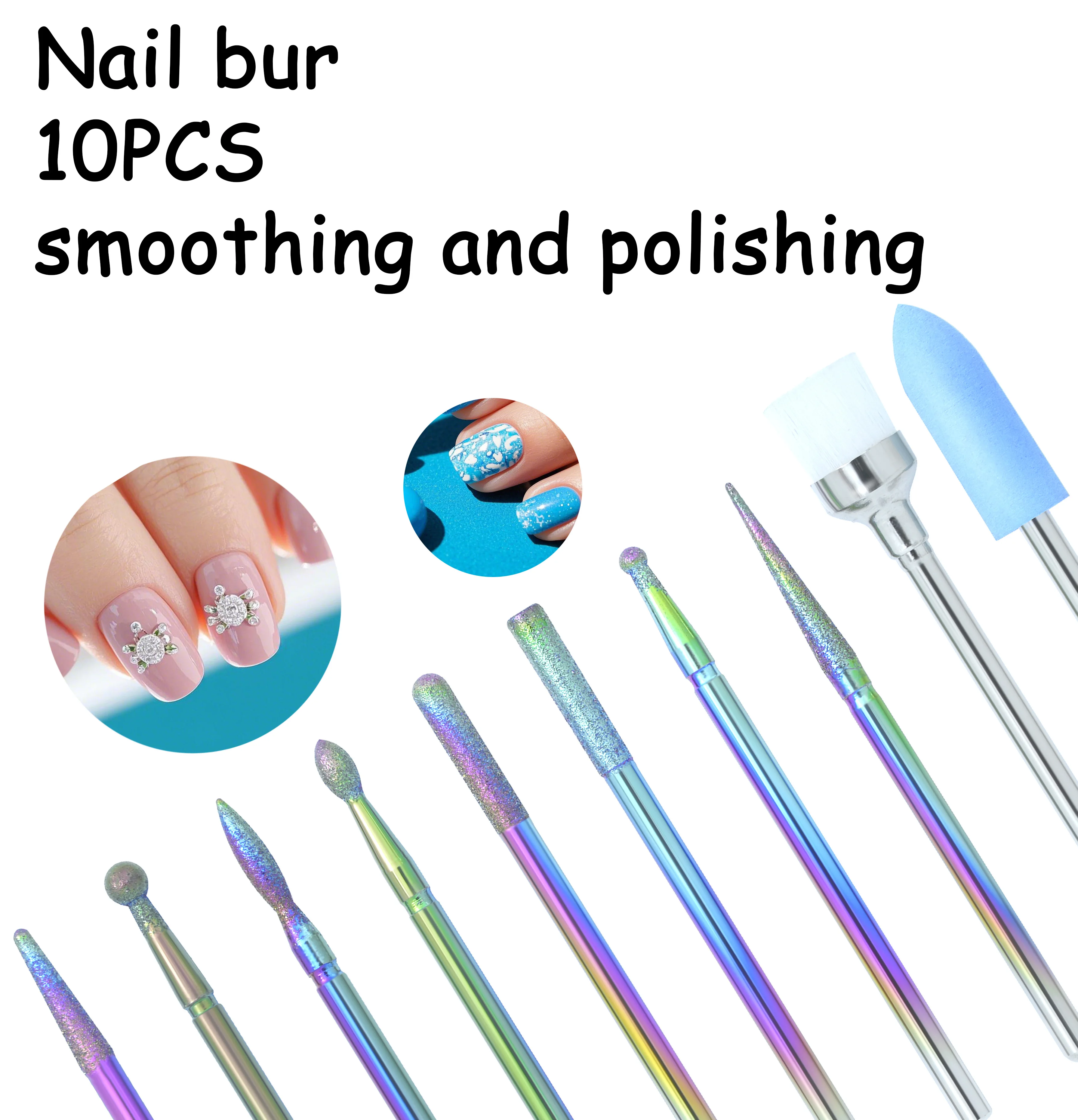 10 قطعة لقمة ثقب الأظافر المهنية مجموعة مواد الأظافر من قاطعة المطحنة للتقليم جميع أدوات معدات مانيكير الأظافر