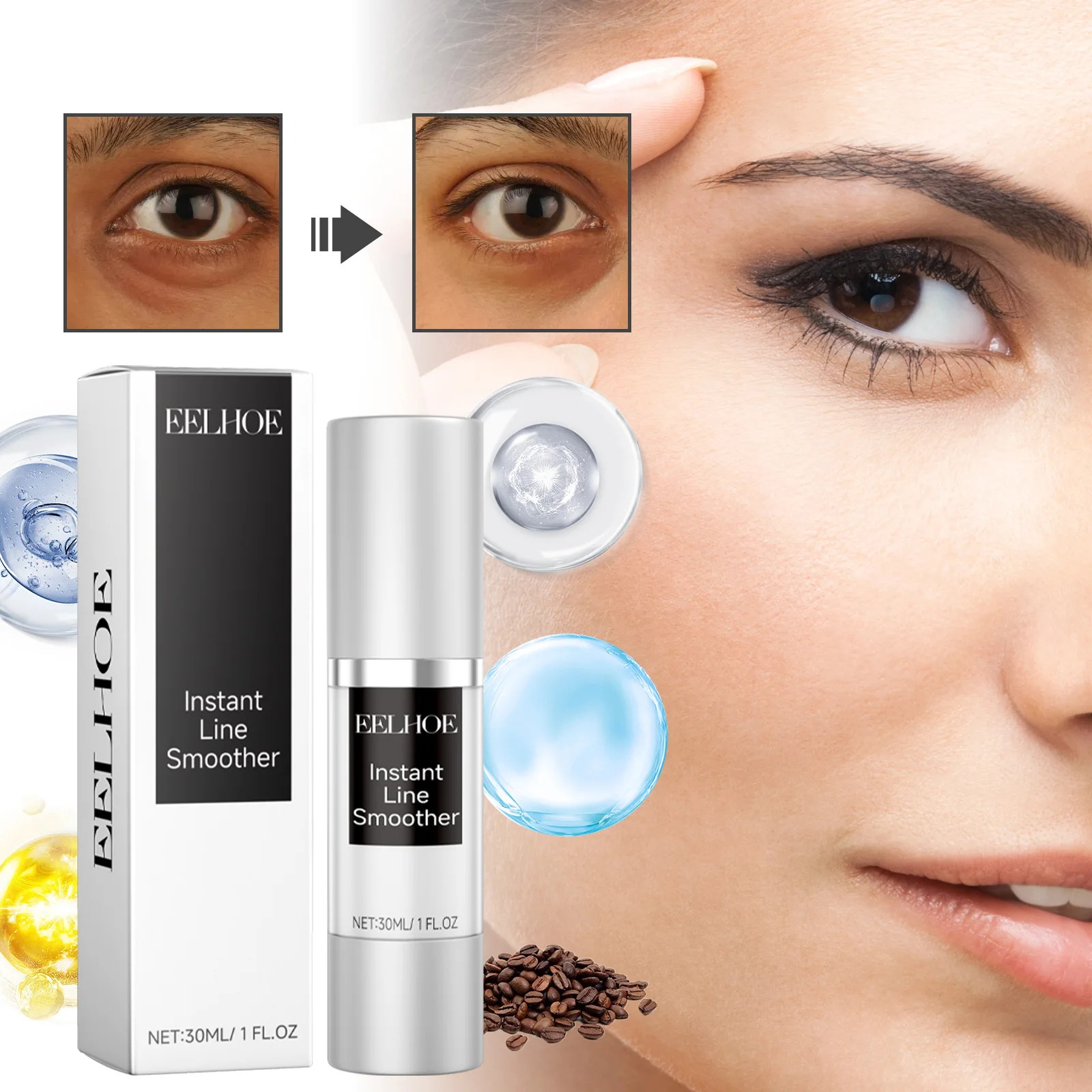 

EELHOE Instant Eye Care Essence уменьшает темные круги, морщины, осветляет цвет кожи, увлажняет кожу вокруг глаз