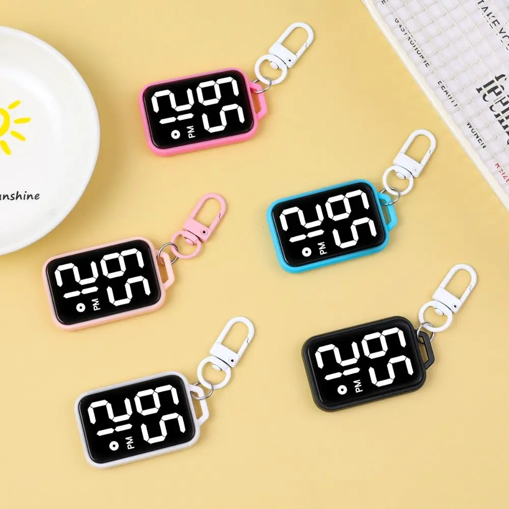 مربع سلسلة مفاتيح LED ساعة معلقة نمط LED عرض ساعة قلادة رقمية حركة إلكترونية مضيئة ساعة جيب استخدام الطالب #5