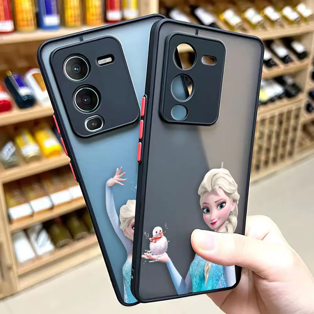 

Frozen Elsa Anna Cartoon Matte Phone Case for VIVO X70 5G X60 X50 IQOO NEO 5 V29 V20 V21 V23 V25 PRO PLUS Case Funda Coque Shell