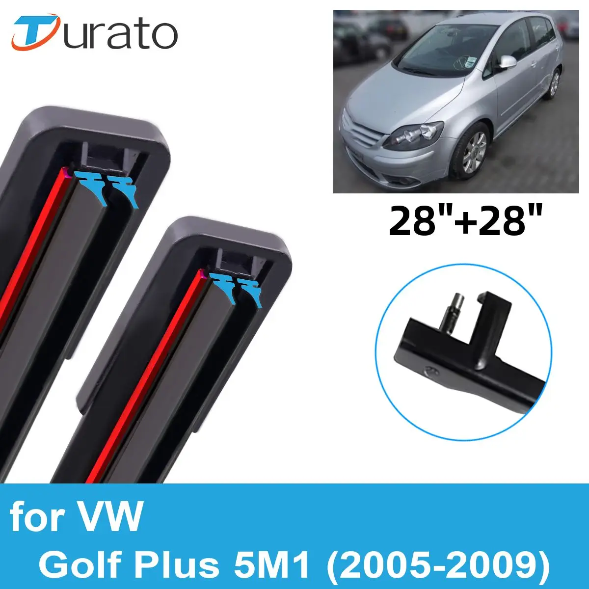 2PCS Car Wiper Blades for 2005-2009 VW Golf Plus 5M1 Front Windscreen Windshield Double Rubber Car Accessories 2007 2008 2009