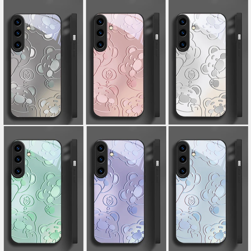 Sweetheart Misty Bear Shadow Suitable For Samsung S25 Ultra S20 FE S21 S22 S23 Plus S24 S26 26+ Edge magnetism Glass Phone Casee