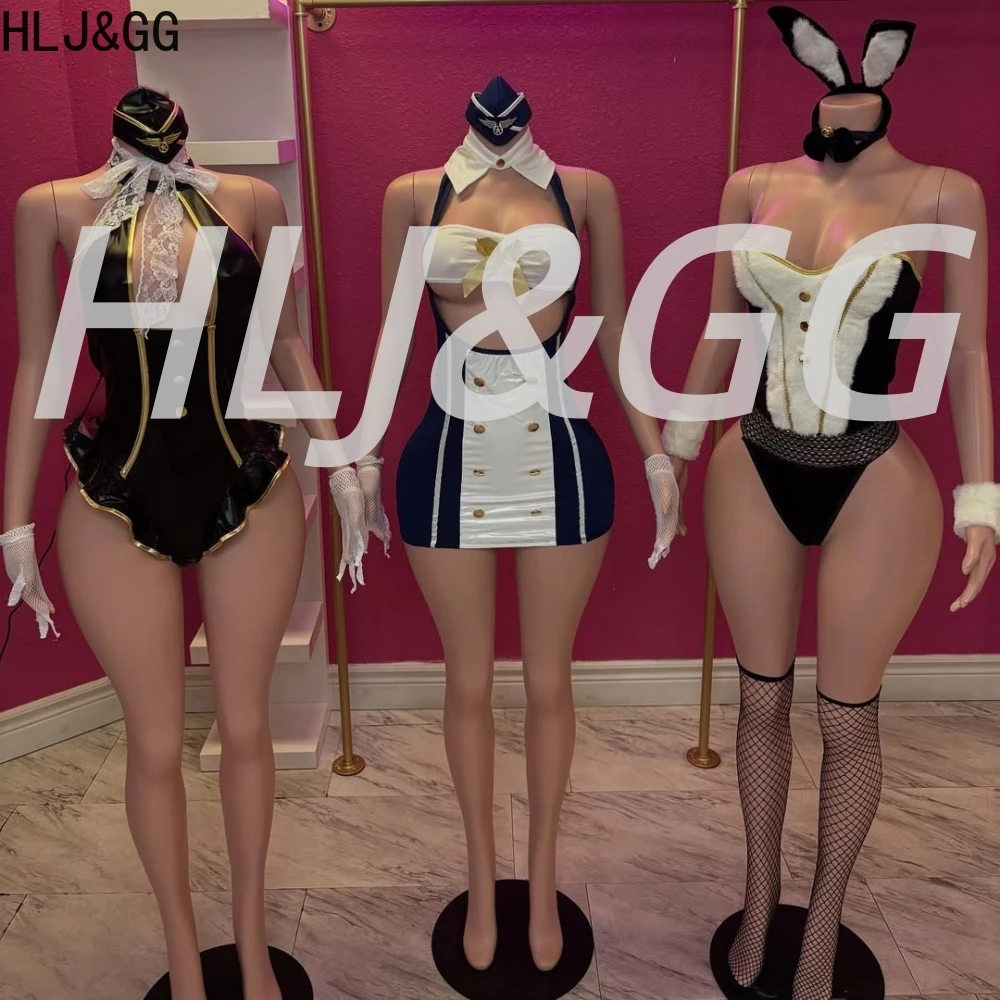 

HLJ&GG Sexy Cosplay Lingerie Women Underwear Set Halter Dress Babydoll Nightgown Erotic Costumes Sexy Role Play Outfits 2025 New