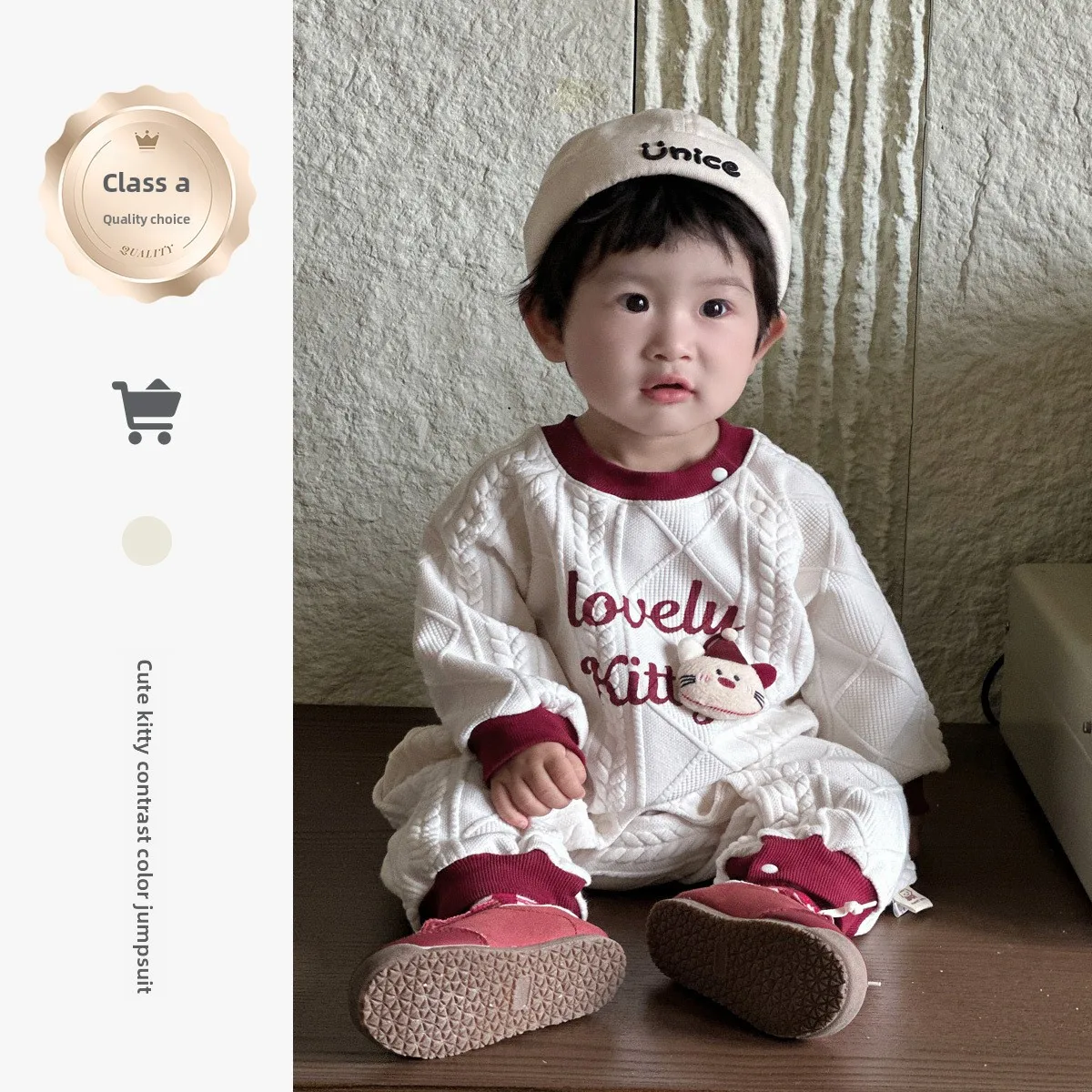 

Baby Cute Jumpsuit 2025 Spring and Autumn New Outing Baby Letter Crawler Clothing Children's Western Style Long Sleeved Jumpsuit