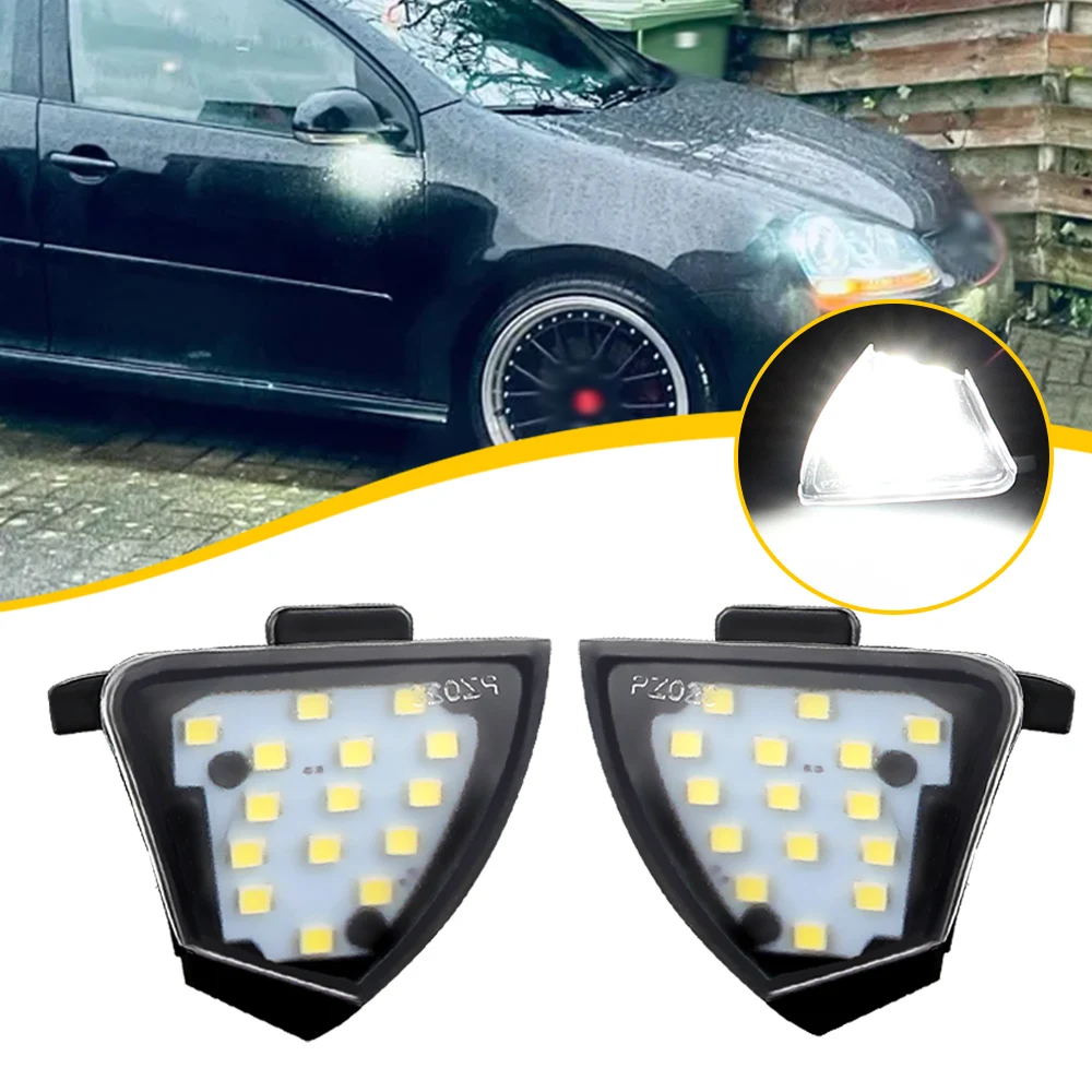 

2pcs White LED Under Mirror Light Puddle Lamps For VW Jetta MK5 2006-2011 For VW Passat B5.5-Typ 3BG 2001-2005 Sharan 2003-2010