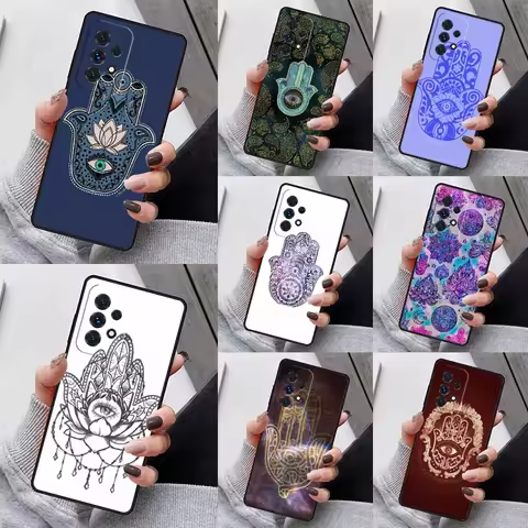 Hamsa Hand Of Fatima Art Phone Case For Samsung Galaxy S23 S21 S20 FE S24 S22 Ultra Note20 S10 S9 S8 Plus A40 A52 A12 A13 A53