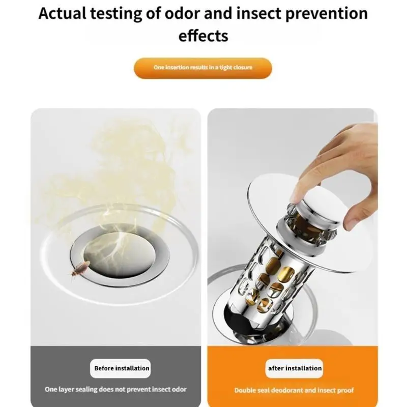 

652F Sink Strainer Kitchen Sink Drain Strainer Stoppers AntiClogging Sink Stoppers Sink Bounce Cores Strainer Basket Filter