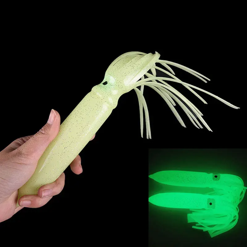 

AS 1pc Big Octopus 30cm Fishing Lure Luminous Squid Skirts Soft Rubber Octopus Lures pesca Trolling Saltwater Bait for Tuna