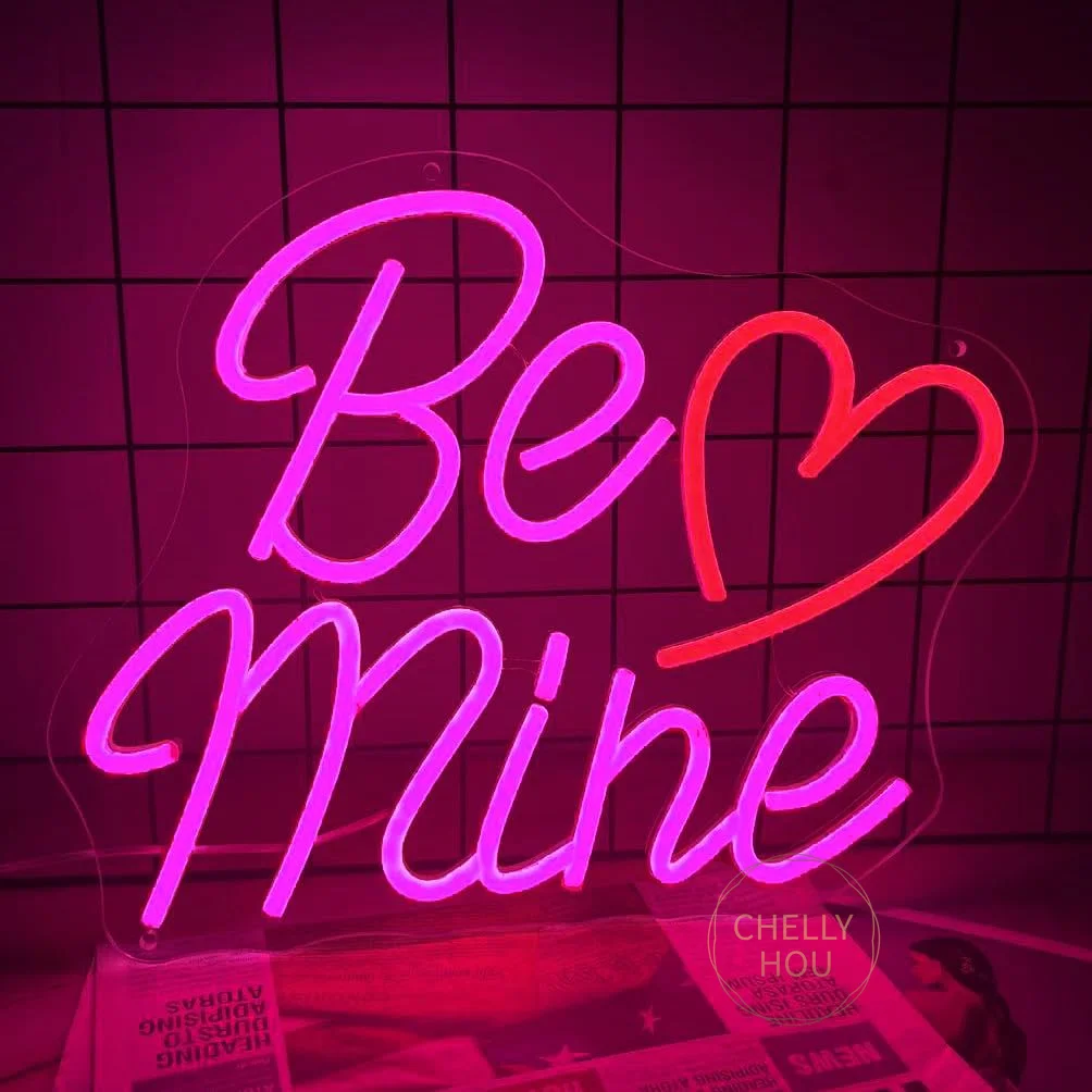 

Неоновая вывеска «Be Mine» ко Дню святого Валентина, неоновые светильники в форме сердца, украшение ко Дню святого Валентина, светодиодная вывеска для декора вечеринки