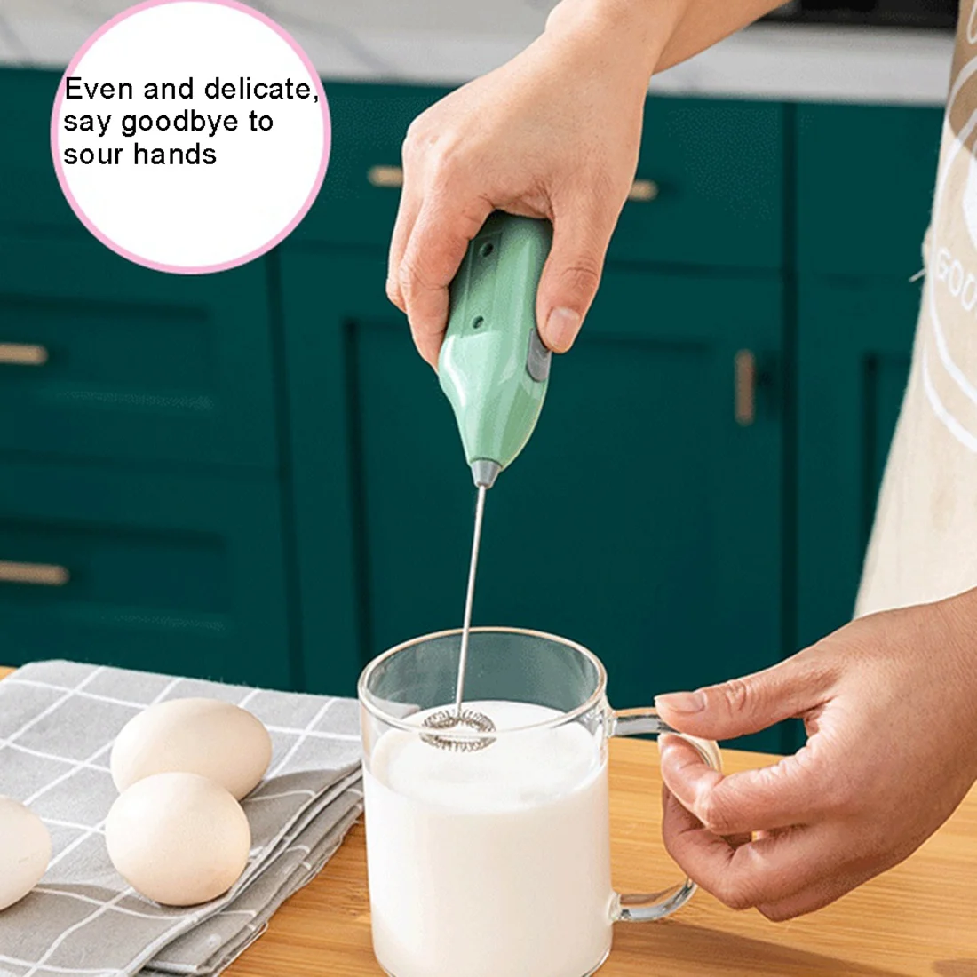 Elettrico Mini conveniente gadget da cucina in acciaio inox cremoso cioccolato Cappuccino montalatte elettrico verde