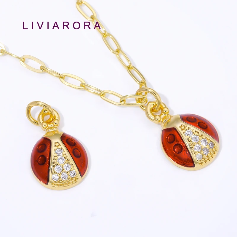 1/2/4Pcs 18K Gold Plated Brass Enamel Ladybug Charms Pendant,Insect Charms For Necklace Making Accessories,Jewelry Materials