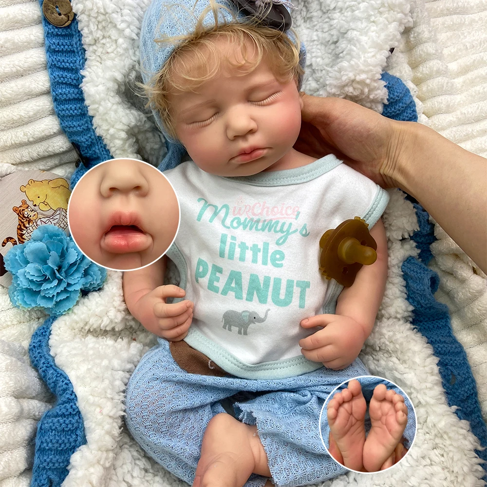 

20inch Loulou Silicone Reborn Baby with Golden Hair Soft Solid Body Hand Painted Skin Weighted Doll for Christmas Gift