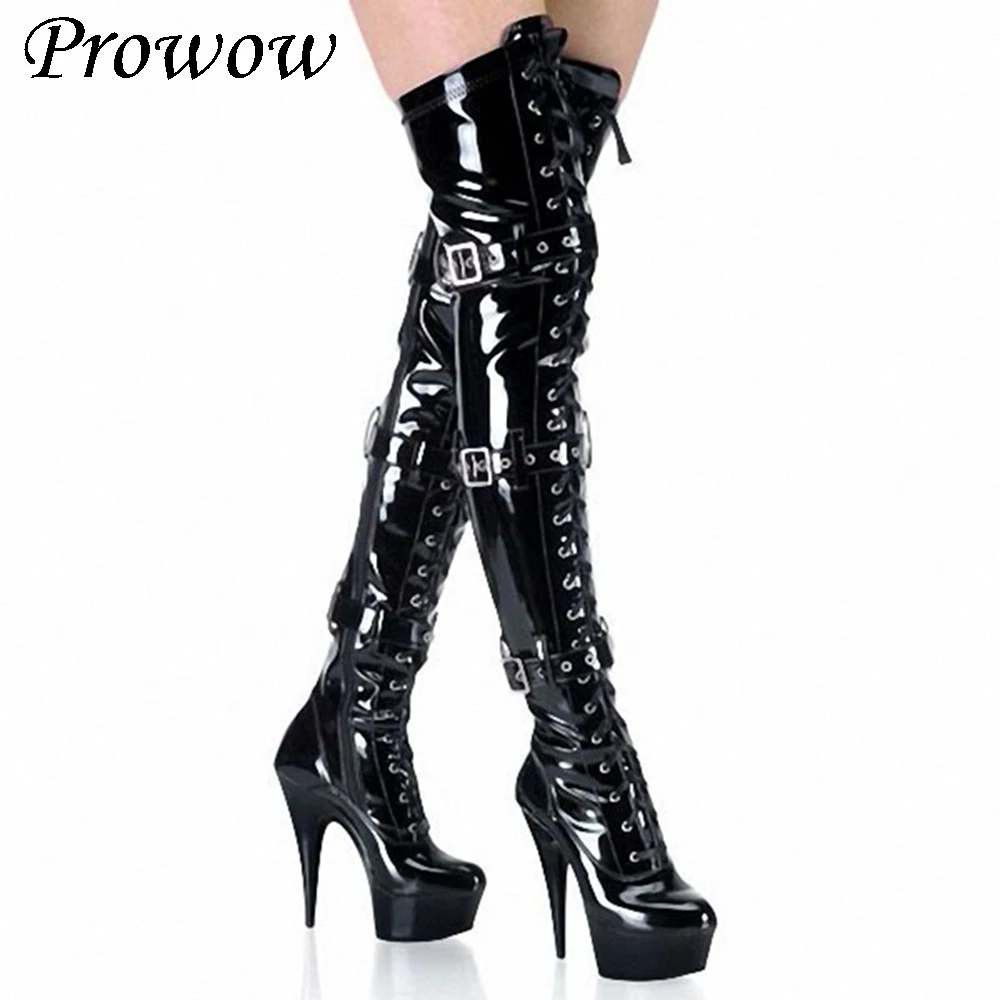 

Сексуальные эластичные ночные кружевные сапоги выше колена с пряжкой на ремне для танцев на пилоне, женская обувь Zapatos Mujer