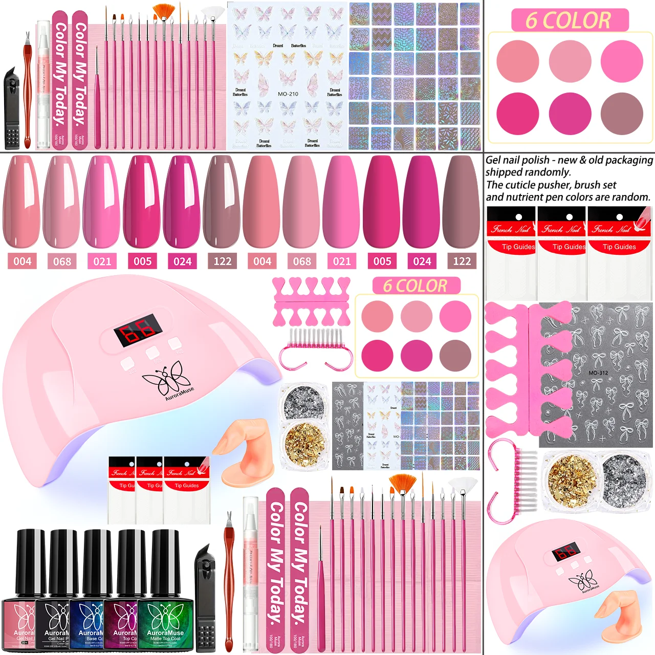 

1set, Gel Nail Polish Kit 6 Color Gels with USB UV Light LED Manicure Lamp, Complete Manicure Set for All Seasons