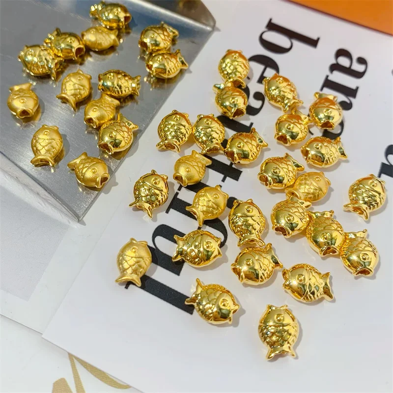 1pcs Pure 999 24K Yellow Gold Women 3D Lucky Fish Pendant 0.1-0.2g