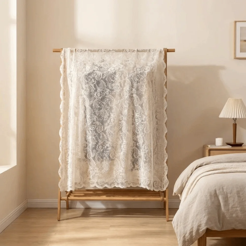 Lace Print Floor Clothes Hanger Dust Cover Dust-proof Polyester Fiber Lace Clothes Cover Moisture-proof Clothing Dust Cover